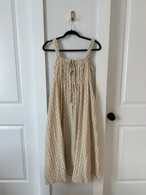 Bump friendly Cream Floral Striped Summer Maxi Dress